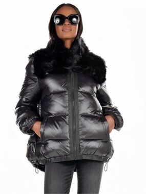UGG jada fur Puffer Coat Black Size Small